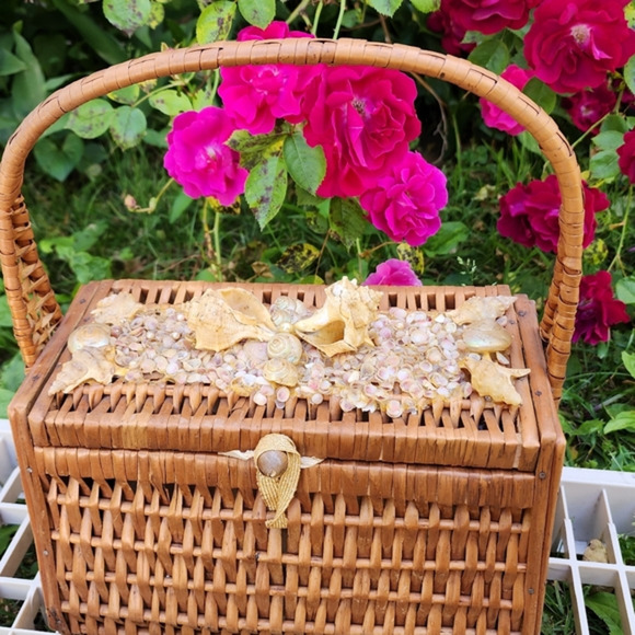 Wicker &  seashell vintage‎ handbag - Picture 1 of 10
